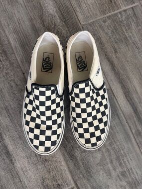 Vans Women’s Checkerboard Slip-On Sneakers - Black & White